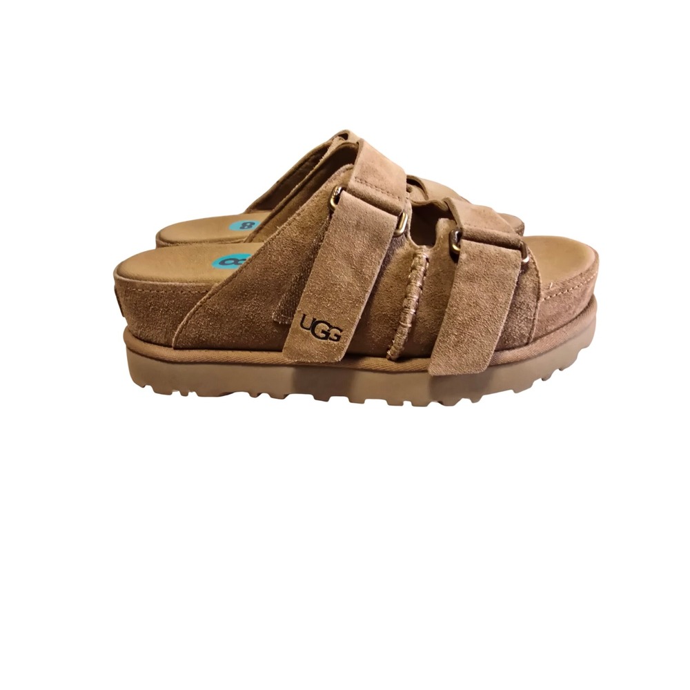 🆕️ NWT - UGG Goldenstar Chestnut Suede Platform Sandals slides Womens 8 - Picture 12 of 16